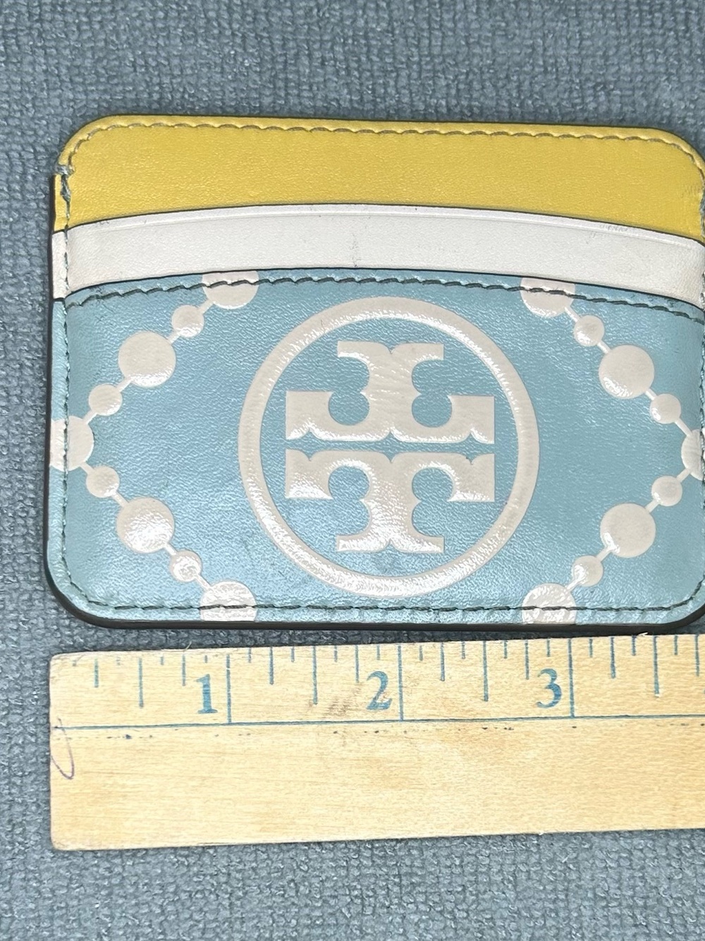 Tory Burch Blue, Yellow & White Logo Card Holder